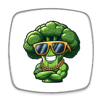Cool Broccoli Sunglasses Gangster Vegetables - Square fridge magnet - white - Front