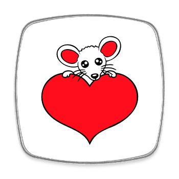 Maus Herz Liebe Symbol Lieblingstier Haustier Süß - Viereckiger Kühlschrankmagnet - Weiß - Vorne