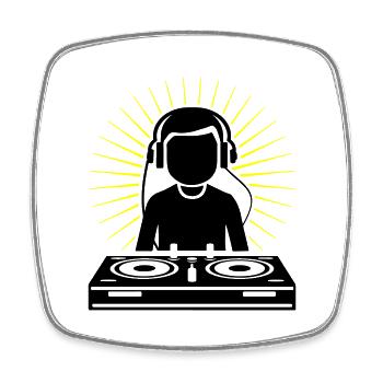 DJ Party Turntables - Square fridge magnet - white - Front
