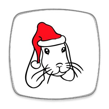 Lapin Père Noël Père Noël Chapeau Chapeau Cadeau - Magnet carré - blanc - Devant