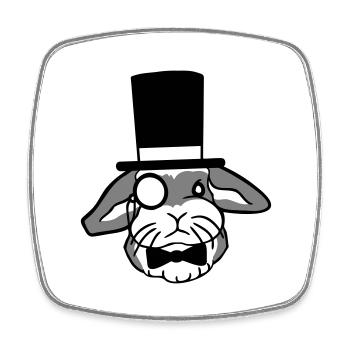 Mr. Bunny Gentleman Top Hat Monocle Glasses - Square fridge magnet - white - Front