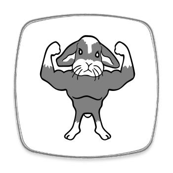 Bunny Bodybuilder Gym Muscles Fort Fitness Biceps - Magnet carré - blanc - Devant