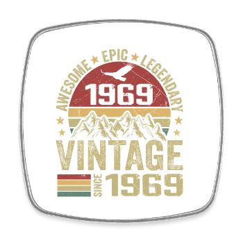 Vintage 1969 Birthday Gift 1969 - Born in 1969 - Square fridge magnet - white - Front