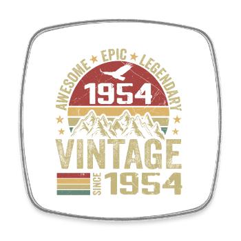Vintage 1954 Birthday Gift 1954 - Born in 1954 - Square fridge magnet - white - Front