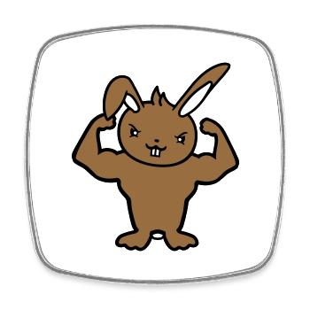 Bunny Bodybuilder Gym Muscles Fort Fitness Biceps - Magnet carré - blanc - Devant