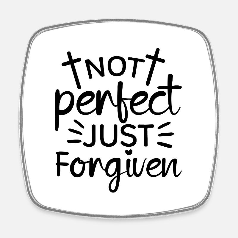 Not perfect, just forgiven - Square fridge magnet - white