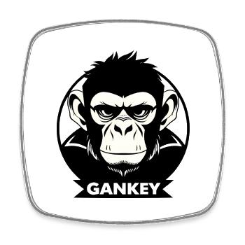 Gankey Monkey - Viereckiger Kühlschrankmagnet - Weiß - Vorne