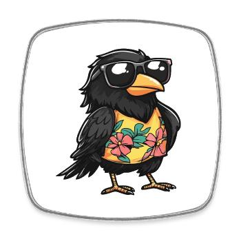 Rabe Krähe Comic Lustig Sommer - Viereckiger Kühlschrankmagnet - Weiß - Vorne