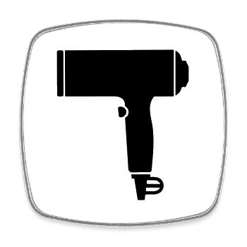 Hair dryer - Square fridge magnet - white - Front