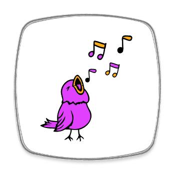 Musiknoten Singvogel Spatz singt zwitschert Musik - Viereckiger Kühlschrankmagnet - Weiß - Vorne