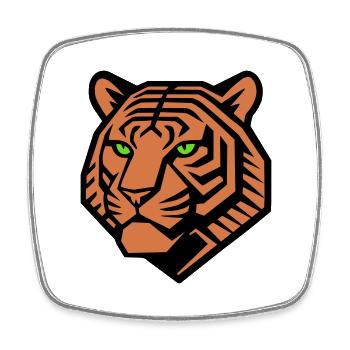 Geometrischer Tiger - Vektordesign - Viereckiger Kühlschrankmagnet - Weiß - Vorne
