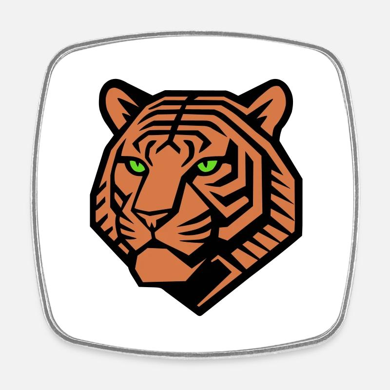Geometric Tiger - Vector Design - Square fridge magnet - white