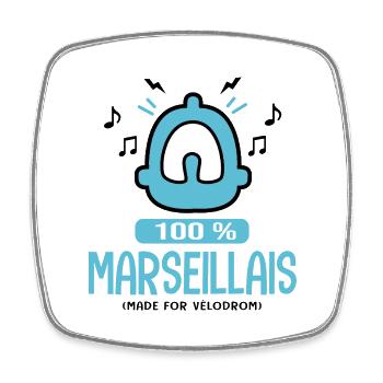 Marseille football bébé marseillais supporter OM - Magnet carré - blanc - Devant