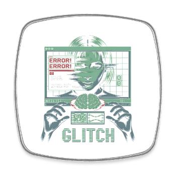 Error Glitch - T-shirt graphique futuriste - Magnet carré - blanc - Devant