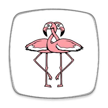 Flamingo couple in love two friends team love - Square fridge magnet - white - Front