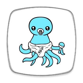 Oktopus Baby Rassel Windel Schnuller Kind geboren - Viereckiger Kühlschrankmagnet - Weiß - Vorne