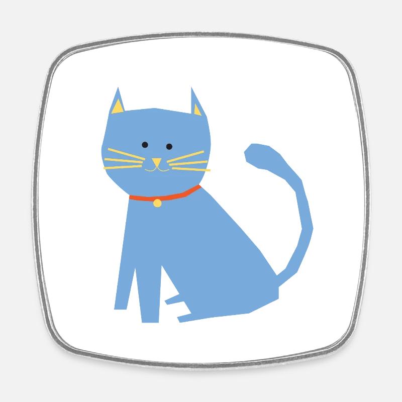 Blaue Katze - Viereckiger Kühlschrankmagnet - Weiß