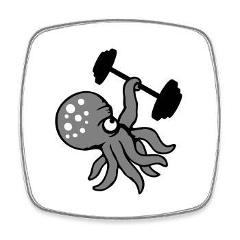 Octopus Bodybuilder Muscle Building Gym Gym - Square fridge magnet - white - Front