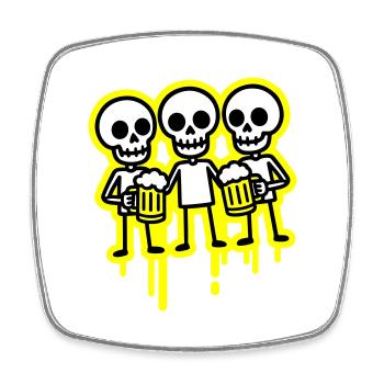 Party Crew Skeleton Bière - Magnet carré - blanc - Devant