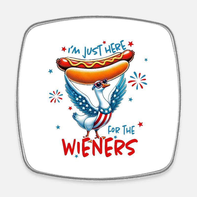 I'm only here for the sausages - Square fridge magnet - white