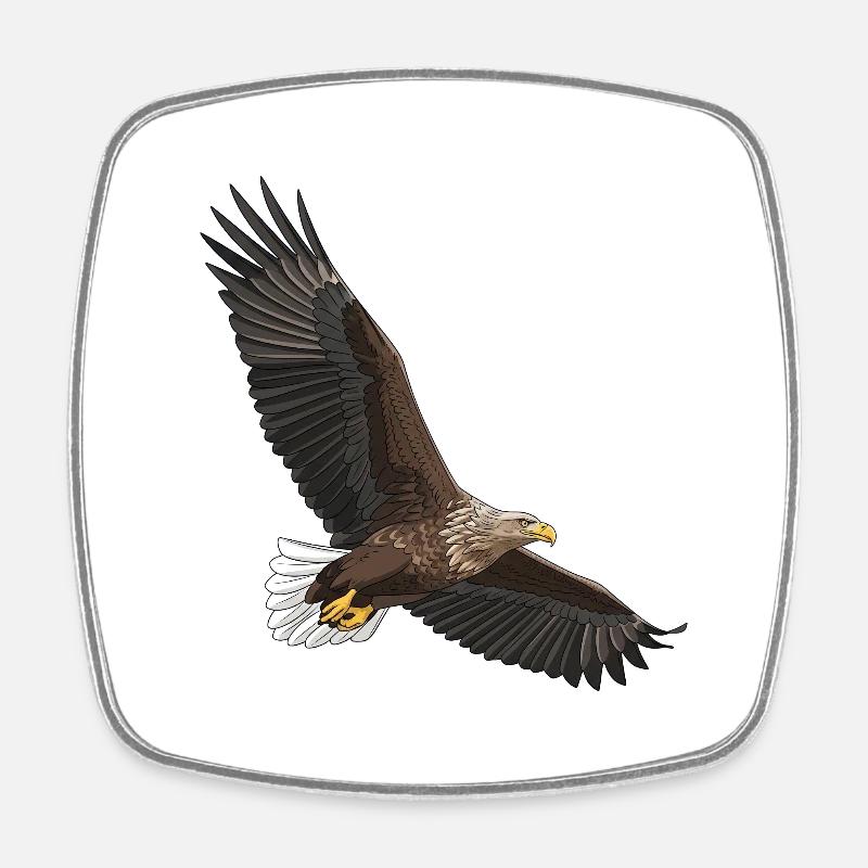 White-tailed eagle Haliaeetus albicilla - Square fridge magnet - white