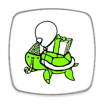 Water Turtle Birthday Party Balloon Hat - Square fridge magnet - white - Front