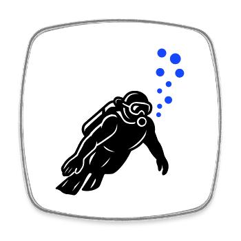 Taucher Silhouette - Viereckiger Kühlschrankmagnet - Weiß - Vorne