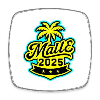 Malle 2025 Palme Mallorca - Viereckiger Kühlschrankmagnet - Weiß - Vorne