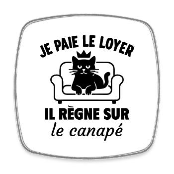 Chat humour Roi du canap - Magnet carré - blanc - Devant