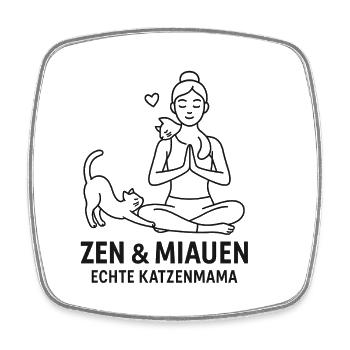 Zen und Miauen Katzenmama - Viereckiger Kühlschrankmagnet - Weiß - Vorne