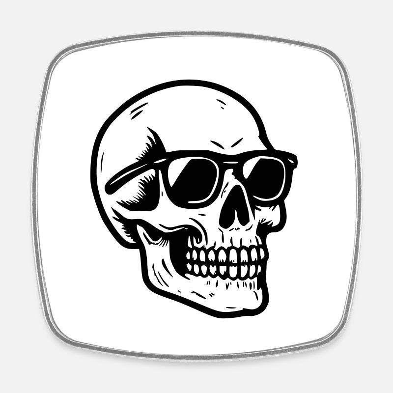 Skull glasses, skull ... - Square fridge magnet - white