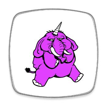 Unicorn, elephant, bad-tempered, angry, sad - Square fridge magnet - white - Front