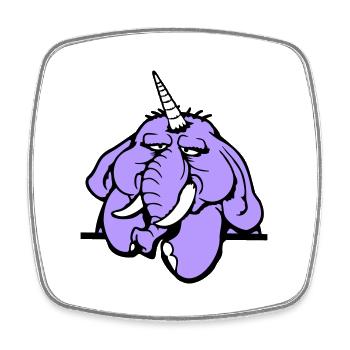 Unicorn, elephant, bad-tempered, angry, sad - Square fridge magnet - white - Front