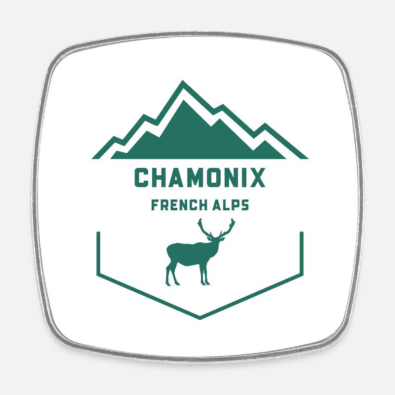 Chamonix deer - Square fridge magnet - white