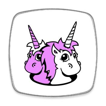 2 Unicorn Girl Team Amis mignons du trou du fond - Magnet carré - blanc - Devant