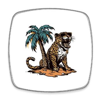 Leopard Insel Palme - Viereckiger Kühlschrankmagnet - Weiß - Vorne