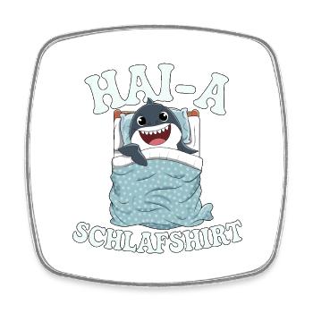Hai-A! Funny Sleep Shirt with Shark - Square fridge magnet - white - Front