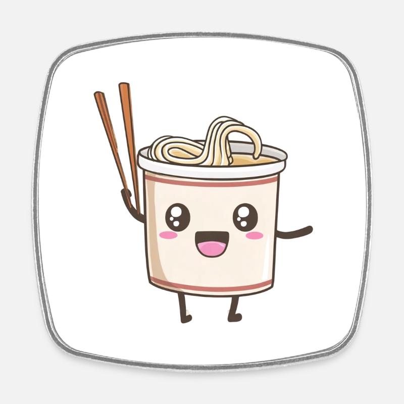 Cute instant noodle design - Square fridge magnet - white