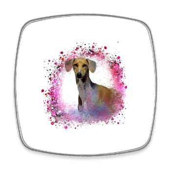 Azawakh, chien, graffiti, rose, peinture, lévrier - Magnet carré - blanc - Devant