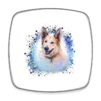 Chinook, dog, graffiti,blue,painting, - Square fridge magnet - white - Front