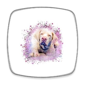 Catalburun, chien, graffiti, beige, peinture, boxer - Magnet carré - blanc - Devant