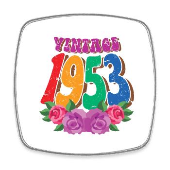 Fleur rétro 1953, 70 ans Cadeau 70e anniversaire - Magnet carré - blanc - Devant