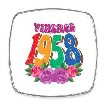 Fleur rétro 1958, 64 ans 64th Birthday Gift - Magnet carré - blanc - Devant