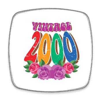 Retro Flower 2000, 22 Years Old 22nd Birthday Gift - Square fridge magnet - white - Front