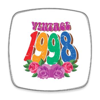 Retro Flower 1998, 24 Years Old 24th Birthday Gift - Square fridge magnet - white - Front