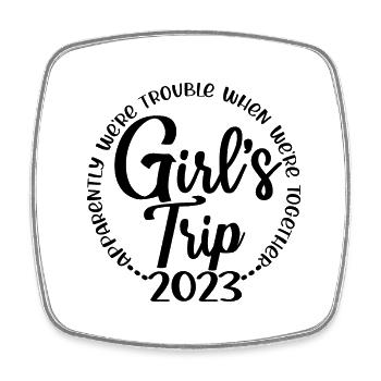 Voyage des filles 2023 Funny Girls Trip Week-end Vacances - Magnet carré - blanc - Devant