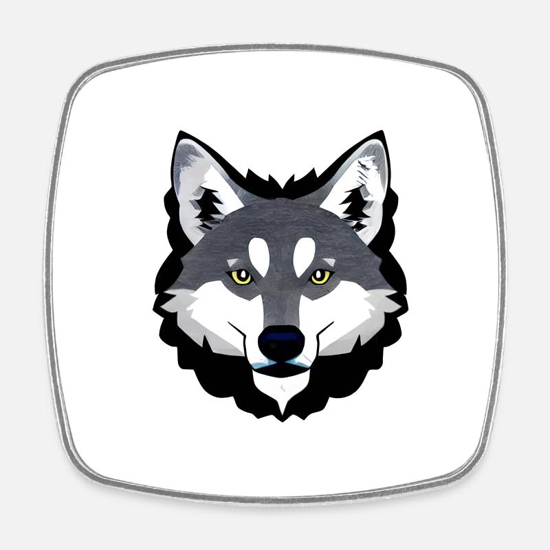 Wolf - Viereckiger Kühlschrankmagnet - Weiß