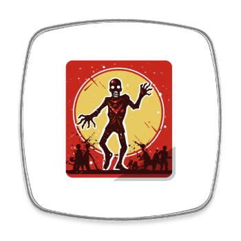 Halloween Zombie Warning Sign - Square fridge magnet - white - Front