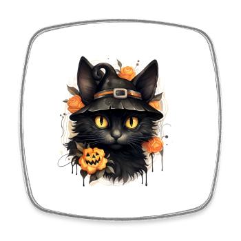 Halloween schwarze Katze - Viereckiger Kühlschrankmagnet - Weiß - Vorne