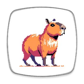 Geek Pixel Art Capybara - Viereckiger Kühlschrankmagnet - Weiß - Vorne